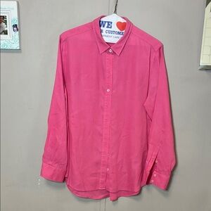 Lord & Taylor XL Vibrant Pink Apparel Button Down Linen